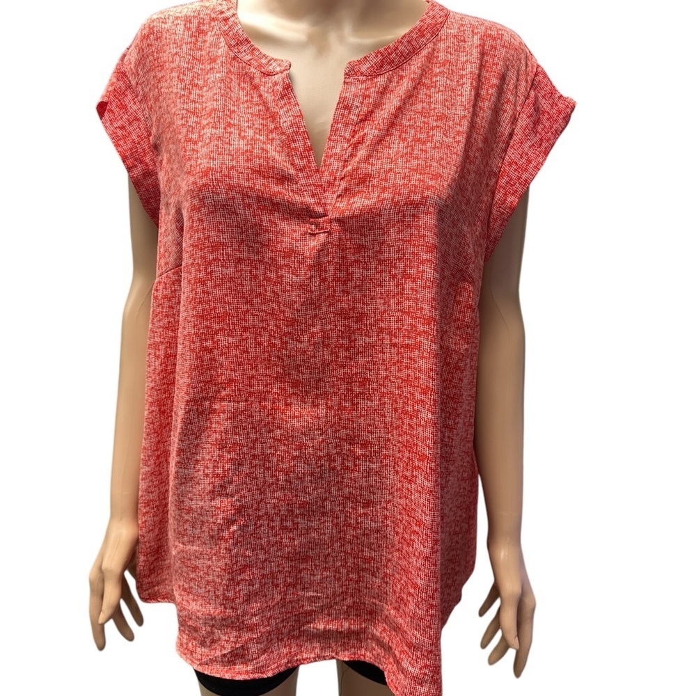 Hilary Radley - EC - Red Women's Capped Sleeve V-Neck Top